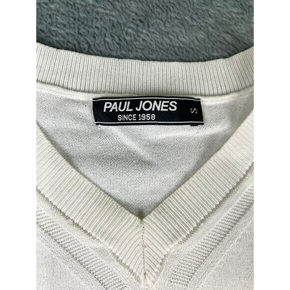 Men's Paul Jones  White Striped V-Neck Short Sleeve Shirt XL - Picture 5 of 9